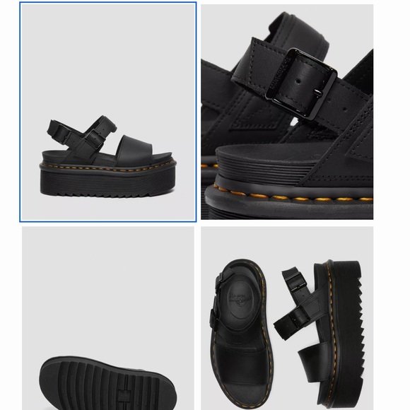 Dr Doc Martens Voss Women's Leather Strap Platform Sandals Heels Shoes in Black - Picture 13 of 13